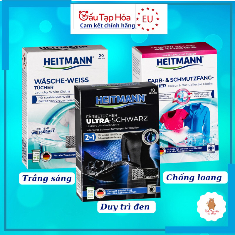 Giấy Tẩy Trắng, Hút màu, Chống phai, Chống loang màu, nhuộm đen Heitmann [ Hàng Đức]