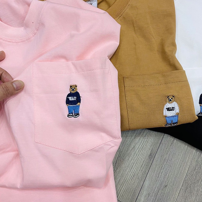 Áo thun túi thêu gấu Whoau