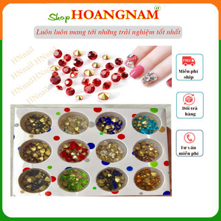 Đá chân nhọn trang trí móng làm nail mix size siêu sáng cao cấp shop hoangnam