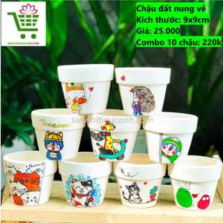 Chậu đất nung size 9cm trồng vừa sen đá size bầu & size trung