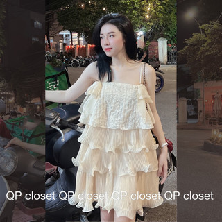 Váy 2 dây tơ pha ren dập ly
