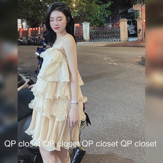 Váy 2 dây tơ pha ren dập ly