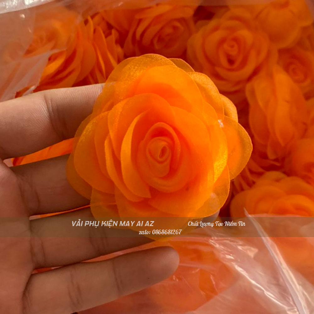 Hoa Voan Bông Hồng Đính Kết Áo Dài