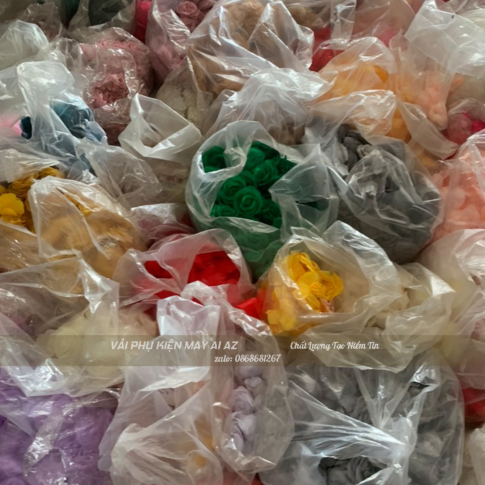 Hoa Voan Bông Hồng Đính Kết Áo Dài