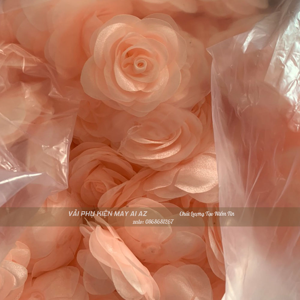 Hoa Voan Bông Hồng Đính Kết Áo Dài