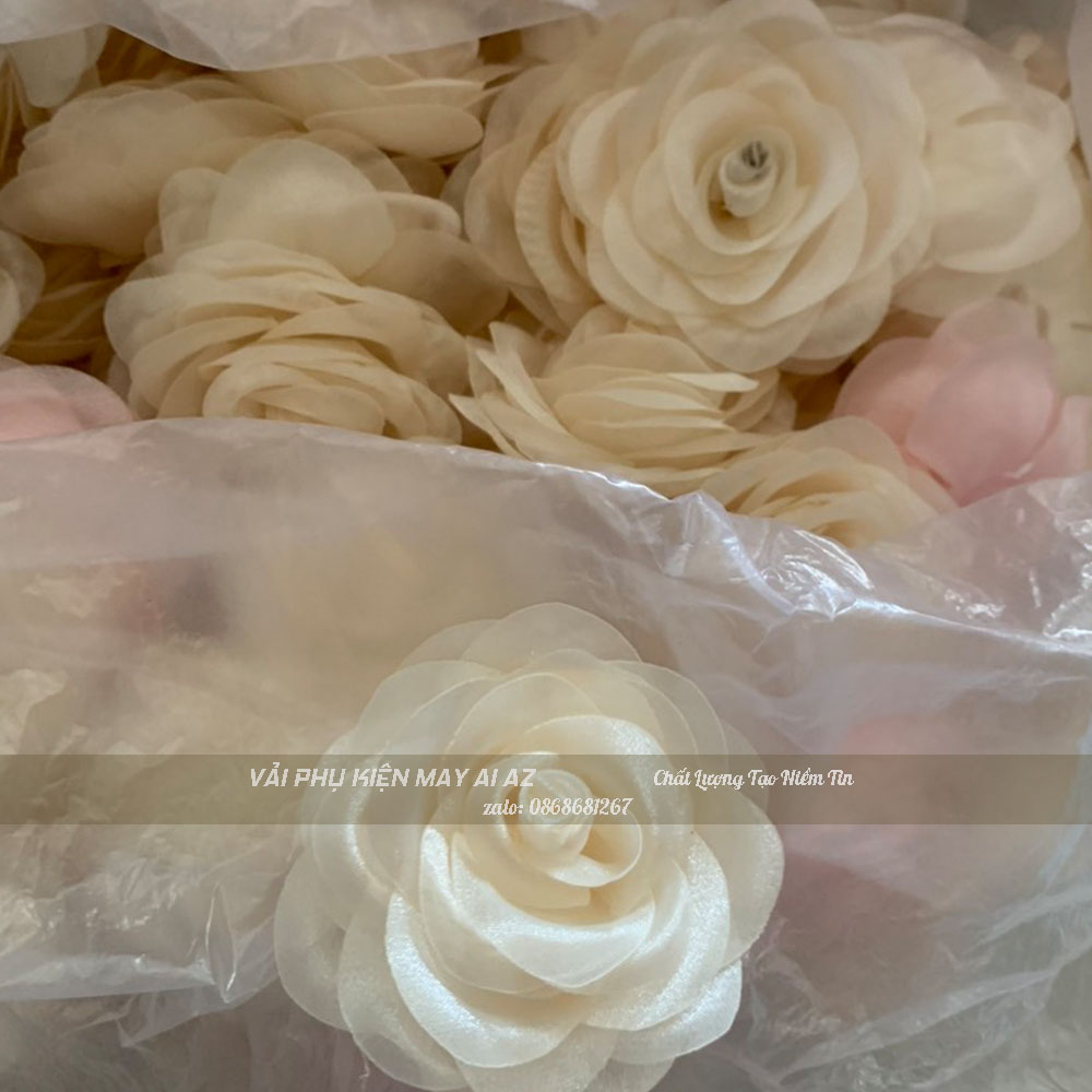 Hoa Voan Bông Hồng Đính Kết Áo Dài