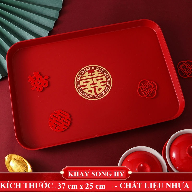 Khay mâm bưng quả trái cây, trà cho đám cưới