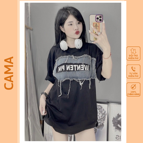 Áo thun nữ tay lỡ chất cotton khô 3158 in chữ AVENTEN phối  bò  phong cách Hàn Quốc CAMASTORE M928 | BigBuy360 - bigbuy360.vn