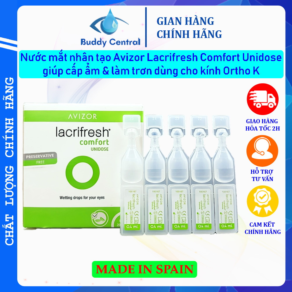 Nước nhỏ mắt không chất bảo quản Avizor Lacrifresh Comfort Unidose dạng tuýp