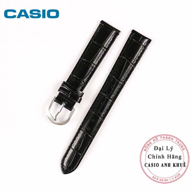 Dây da đồng hồ casio LTP-VT01L đen vân cá sấu 16mm