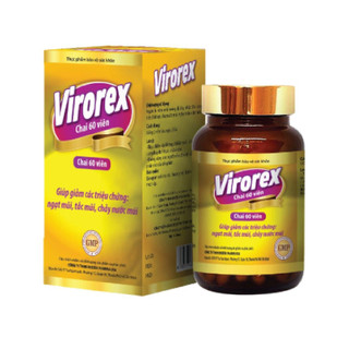 Viên uống VIROREX giảm viêm xoang, viêm mũi dị ứng, ngạt mũi, tắc mũi, chảy nước mũi - Hộp 60 viên