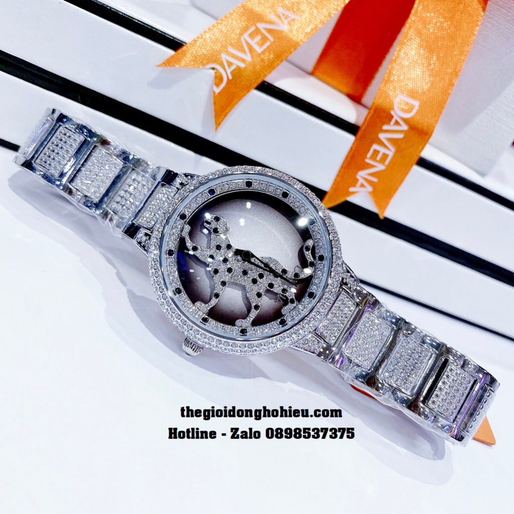 Đồng Hồ Nữ Davena 60089 Chính Hãng Mặt Báo Xoay Vỏ Silver 39mm