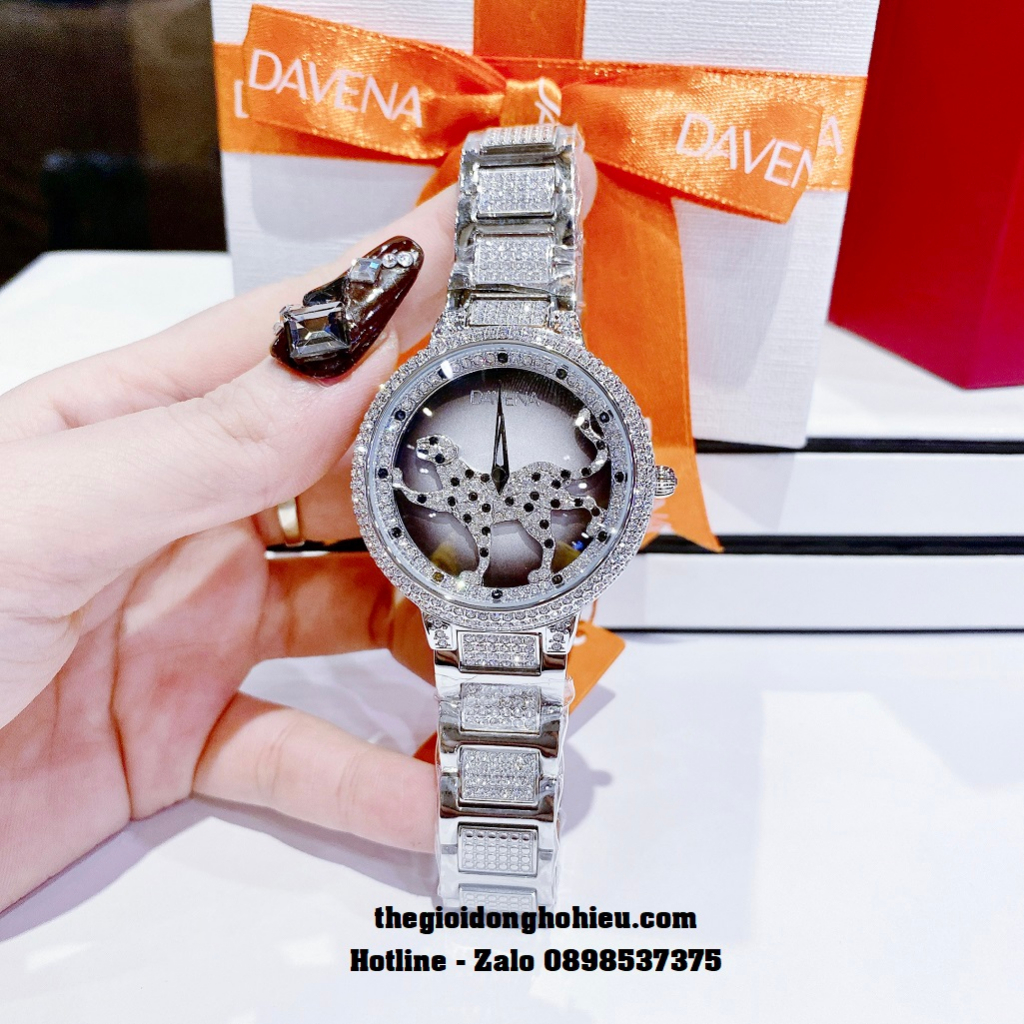 Đồng Hồ Nữ Davena 60089 Chính Hãng Mặt Báo Xoay Vỏ Silver 39mm