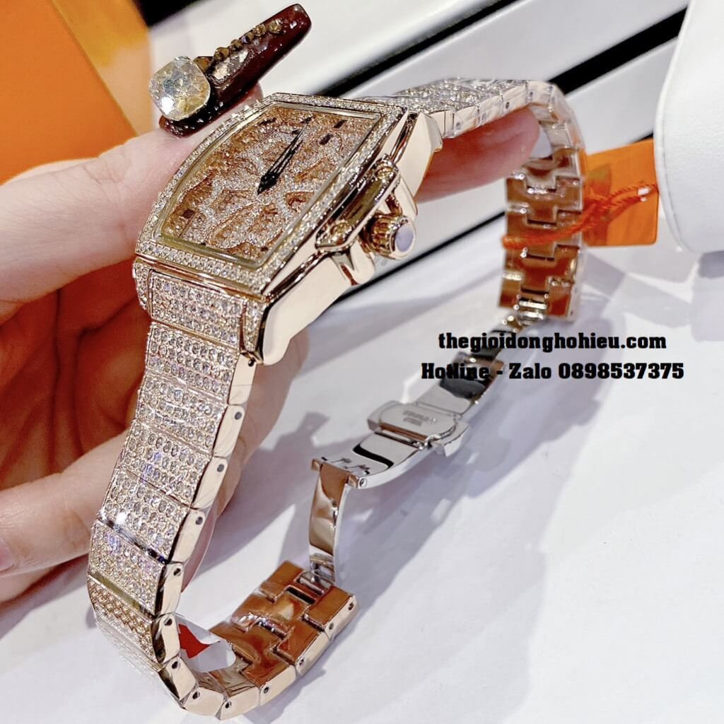 Đồng Hồ Nữ Davena 61696 Chính Hãng Màu Rose Mặt Xoay 32x43mm