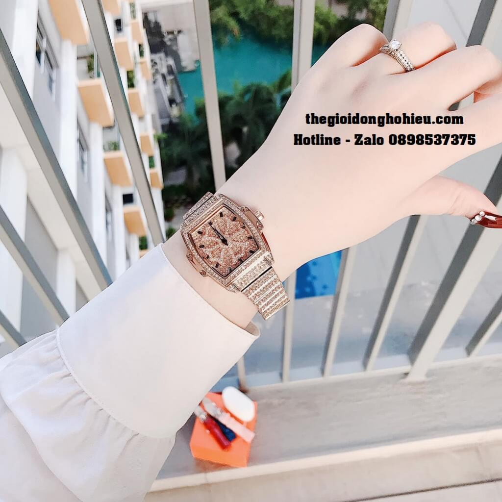 Đồng Hồ Nữ Davena 61696 Chính Hãng Màu Rose Mặt Xoay 32x43mm