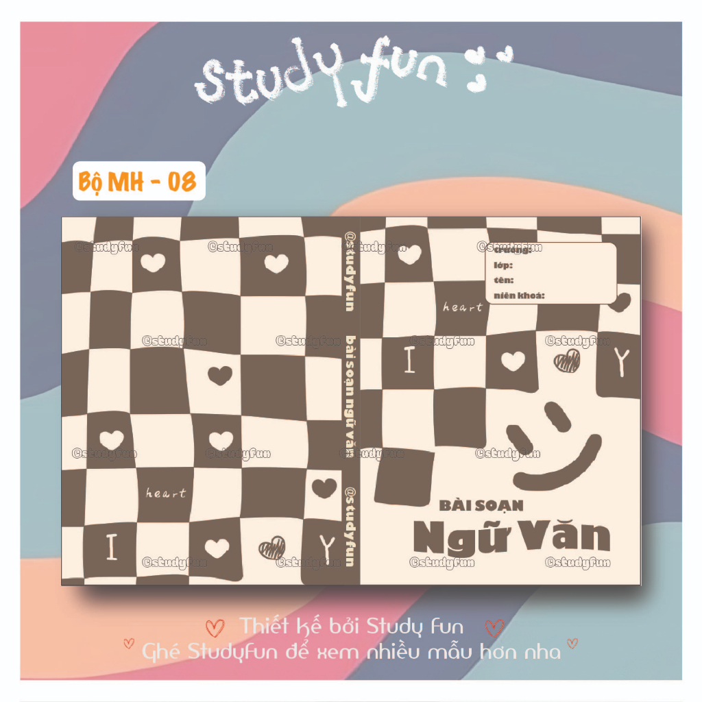 MẪU 08 CARO - GIẤY BAO TẬP THEO MÔN HỌC - STUDY FUN