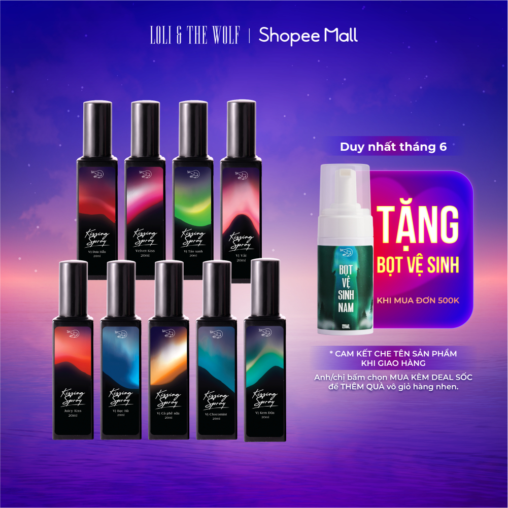 Xịt Thơm Miệng Kissing Spray Loli And The Wolf Vị Kẹo Ngọt The Mát Hương Bạc Hà Chai Mới 20ml