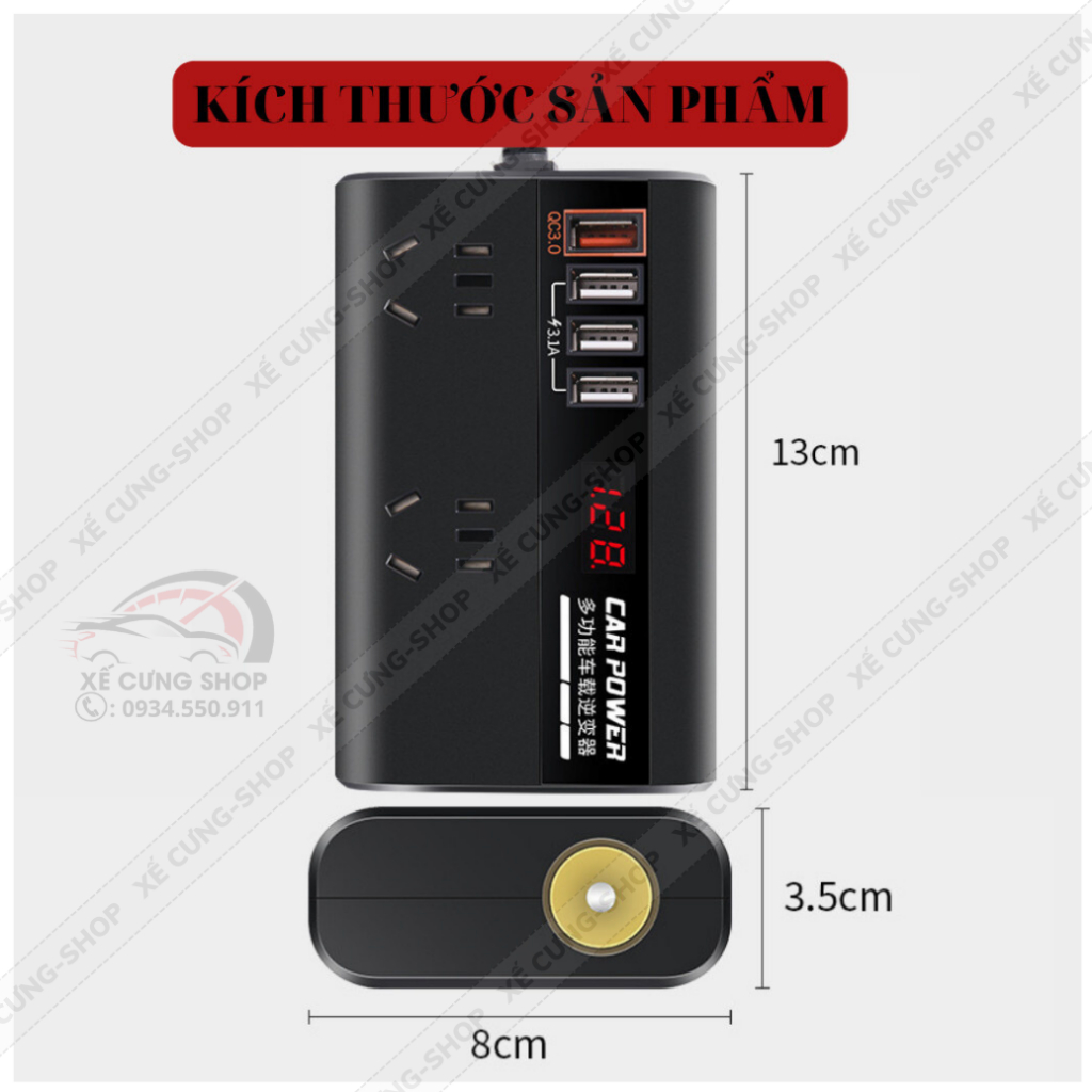 Bộ chuyển nguồn 12V/24V sang 220V sử dụng trong gia đình