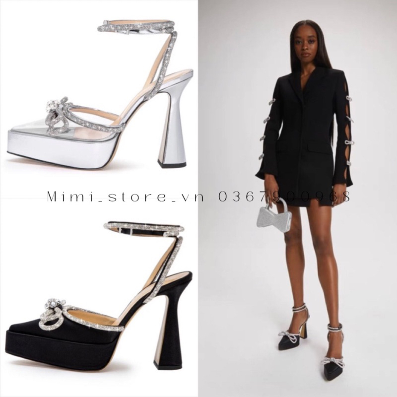 Giày đế đúp dây nơ đá bling cuốn cổ chân QCCC fullbox RH