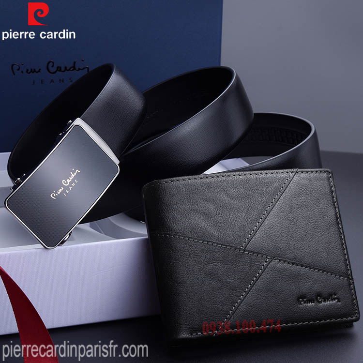 Combo thắt lưng ví da bò Pierre Cardin chính hãng khóa trượt tự động da bò cao cấp