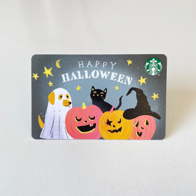 1318 THẺ STARBUCKS GIẤY US HAPPY HALLOWEEN CHÓ, MÈO VÀ BÍ NGÔ (thẻ đã sử dụng chỉ mang tính chất sưu tầm)