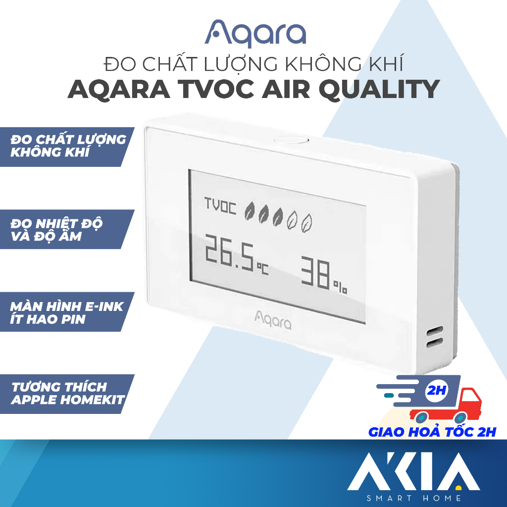 Cảm biến chất lượng không khí Aqara TVOC Air Quality Monitor - Đo nhiệt ẩm, hiển thị trên màn hình, tương thích HomeKit