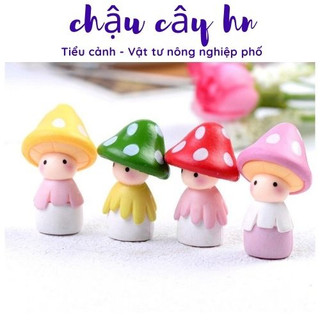 Tiểu cảnh mini - mô hình cô bé nấm làm phụ kiện trang trí terrarium, sen đá, xương rồng, charm slime