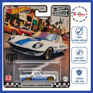 Xe mô hình Hot Wheels Premium Boulevard Series 1968 Mazda Cosmo Sport GRM00, bánh cao su.