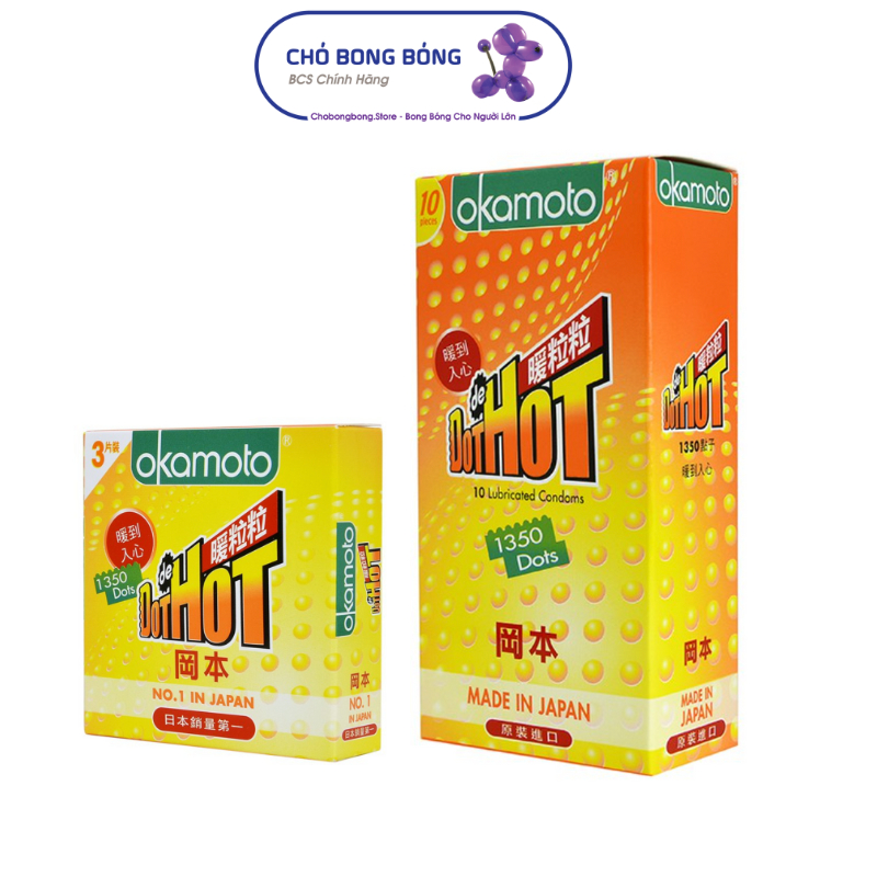 Bao Cao Su BCS Okamoto Dot de Hot 0.04 x 52mm gai nóng truyền nhiệt gấp đôi kích thích