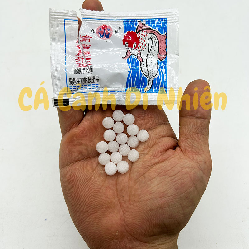 Khử CLO Viên khử nước máy mới hình CÁ VÀNG gói 6 gram cho hồ cá cảnh thủy sinh