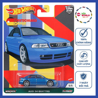 Xe mô hình Hot Wheels Premium Deutschland Design Series Audi S4 Quattro GRJ69, bánh cao su.
