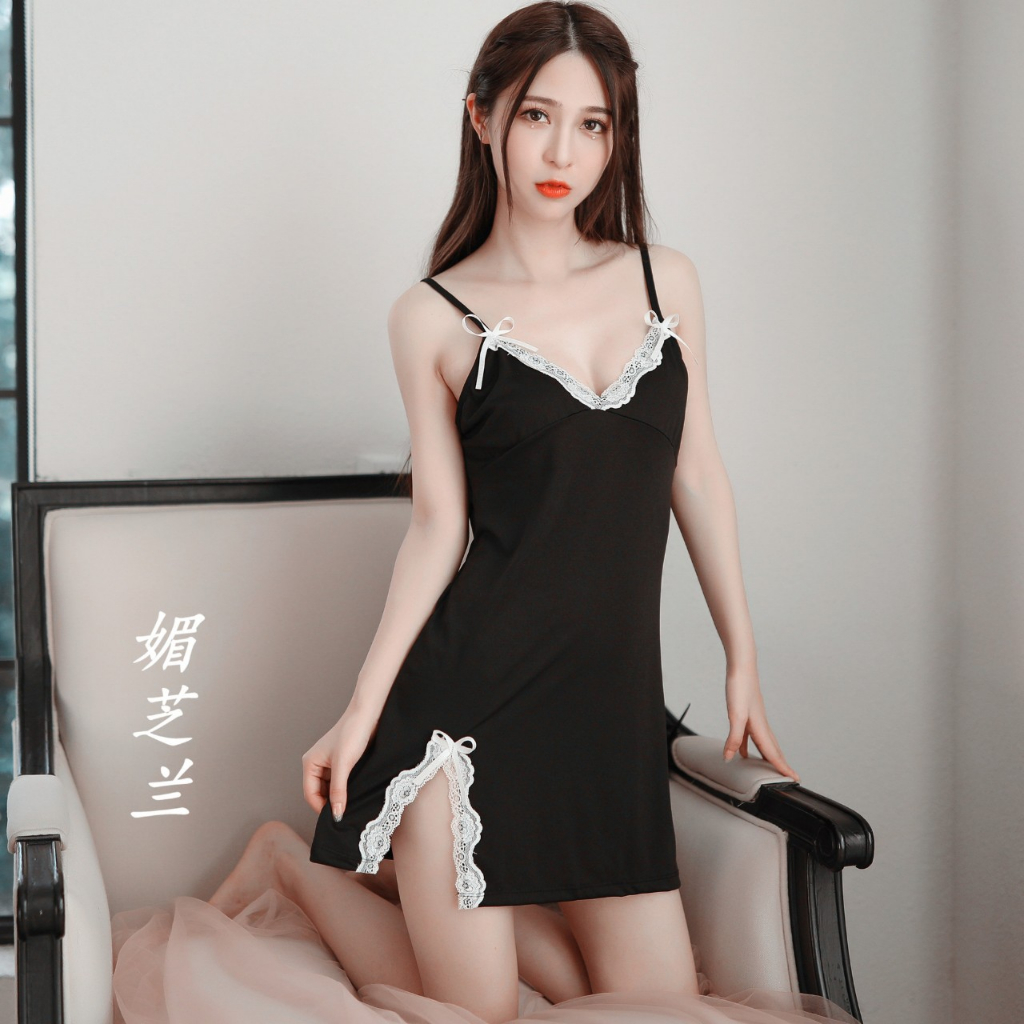 Váy ngủ 2 dây phối ren xẻ đùi quyến rũ HS905 🪶 Đồ ngủ nữ 🪶 Đầm mặc nhà