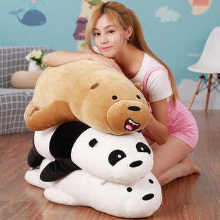 Thú bông gấu we bare bears nằm dễ thương vải miniso siêu mềm mịn, gối ôm gấu we bare bears cute siêu cưng
