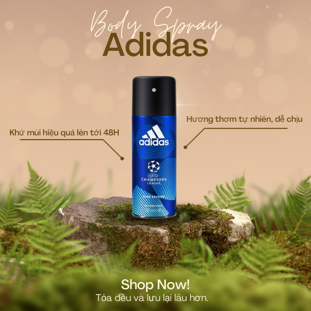 Xịt Khử Mùi Toàn Thân Cho Nam Adidas Deo Body Spray 48H Fresh Power/ Deodorant 0% Alu Salts Alcohol Skin Respect 150ml