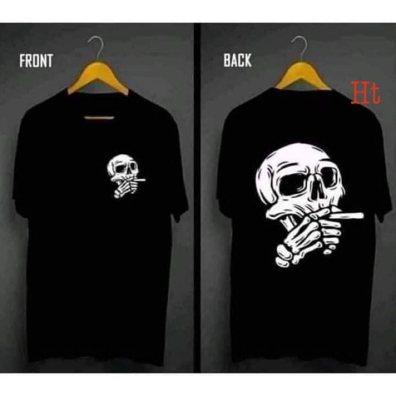 Áo phông đầu lâu che miệng in 2 mặt H2A866