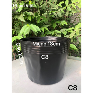 { 50 Cái } Chậu Nhựa Trồng Cây C8 Đen Mềm Dày Dặn