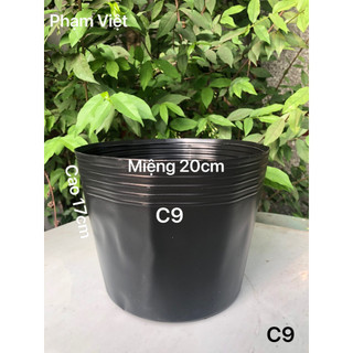 { 30 Cái } Chậu Nhựa Bít Lổ Nuôi Cá C9L Đen Dày Dặn