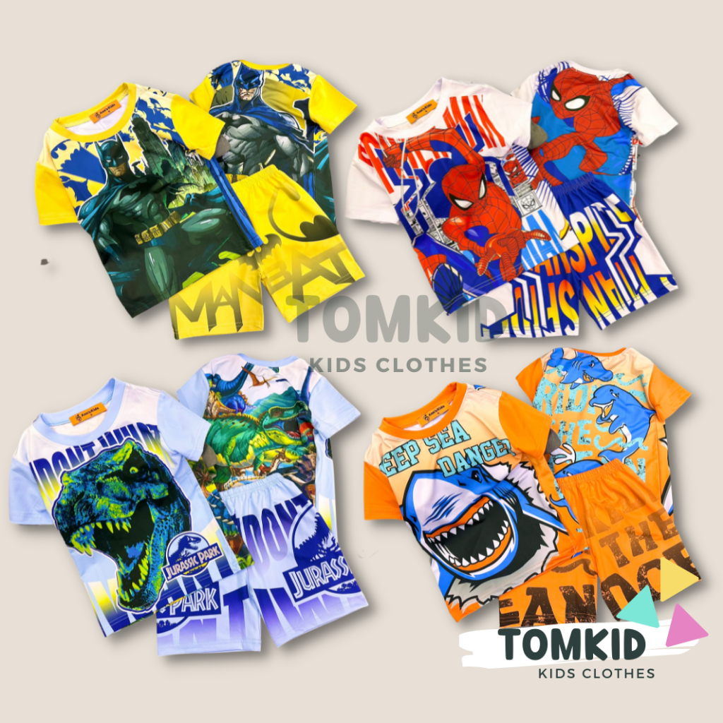 Bộ thun lạnh bé trai, đồ bộ cho bé chất thoáng mát co giãn không nhão 10-40Kg Tomkids