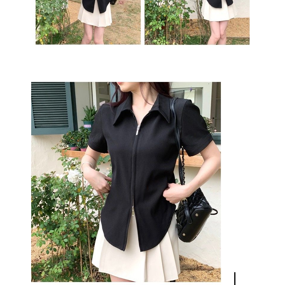 Áo sơ mi trơn cổ bẻ khóa 2 đầu 3 màu cực hot