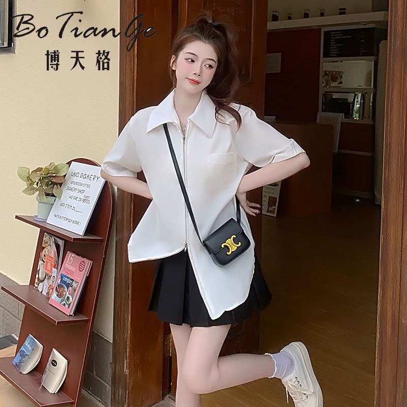 Áo sơ mi trơn cổ bẻ khóa 2 đầu 3 màu cực hot