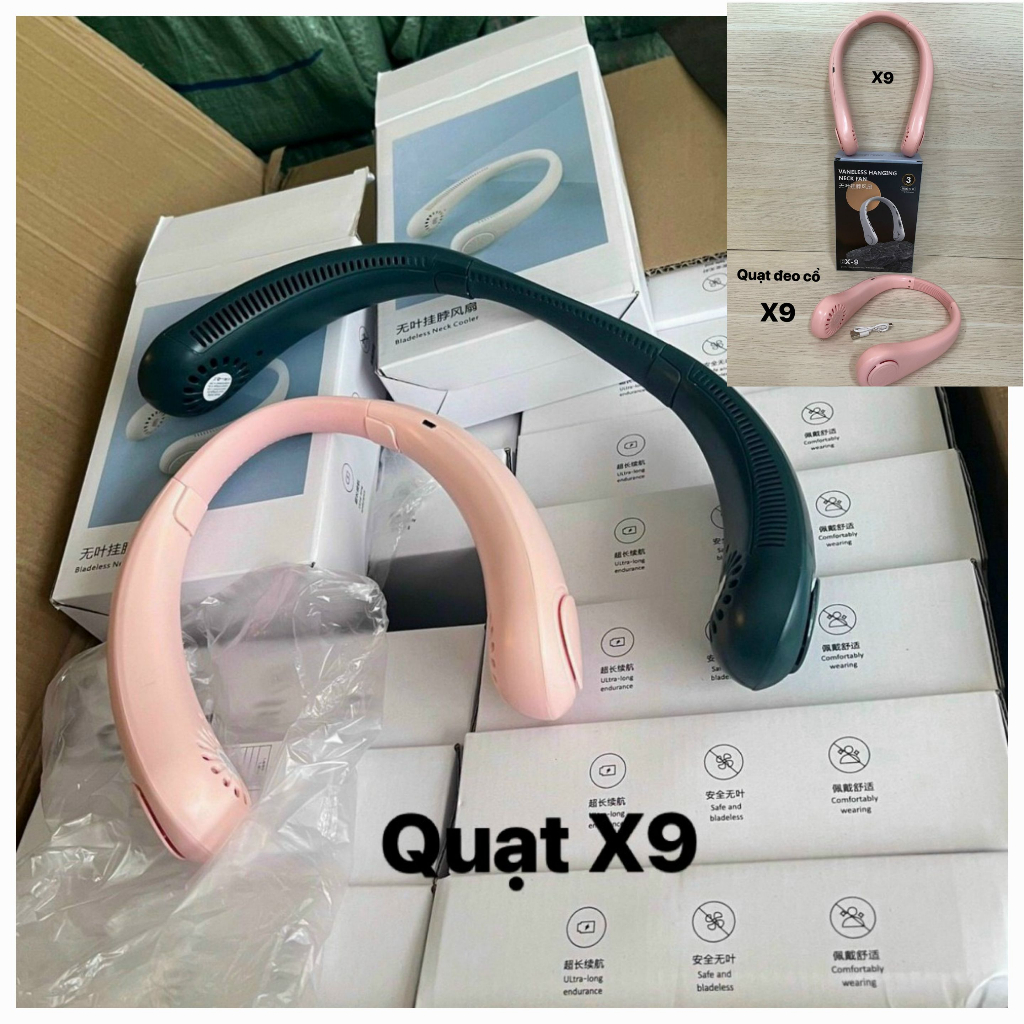 Quạt mini Đeo Cổ Có Đèn Led, Cắm Trại, Làm Việc, Tập Thể Dục