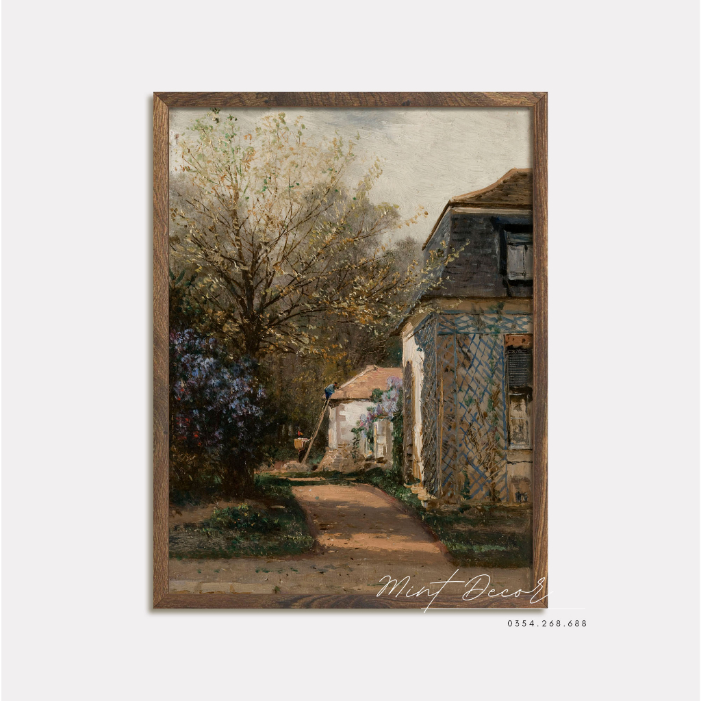 Tranh Vintage Khung Gỗ Rustic Trang Trí - Tranh Chống Nước Tặng Kèm Đinh Treo Tranh