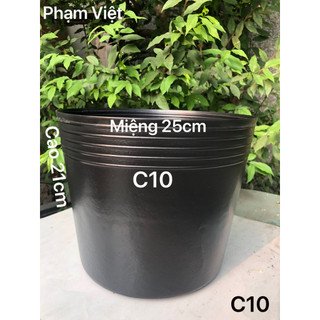 { 20 Cái } Chậu Nhựa Trồng Cây C10 Đen Dày Dặn 24x21