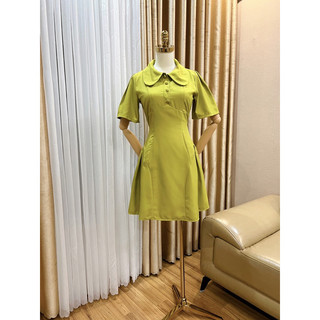 Đầm công sở cổ sen nút bọc