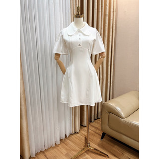 Đầm công sở cổ sen nút bọc