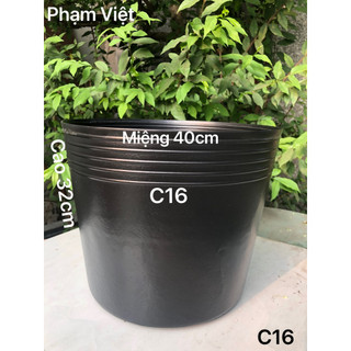 { 20 Cái } Chậu Nhựa Trồng Cây C16 Đen Loại 40x32