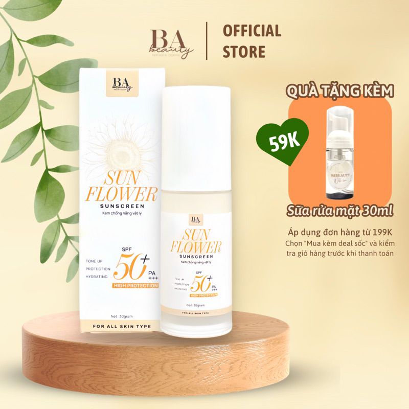Kem chống nắng vật lý Sunflower Suncreen chiết suất thiên nhiên - Babeauty
