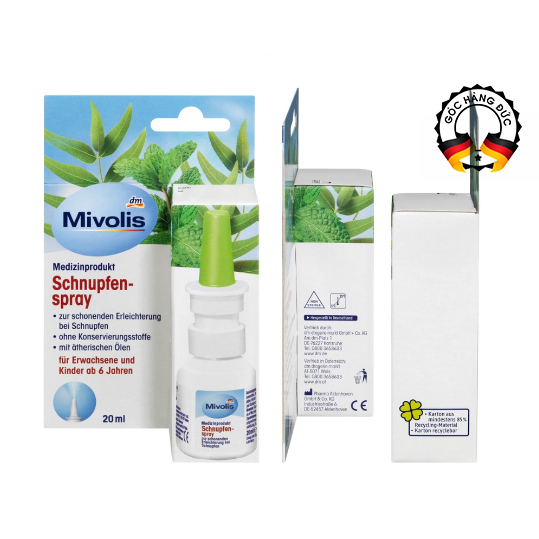 Xịt Chống nghẹt mũi do cảm lạnh Mivolis Schnupfen-Spray hàng nội địa Đức