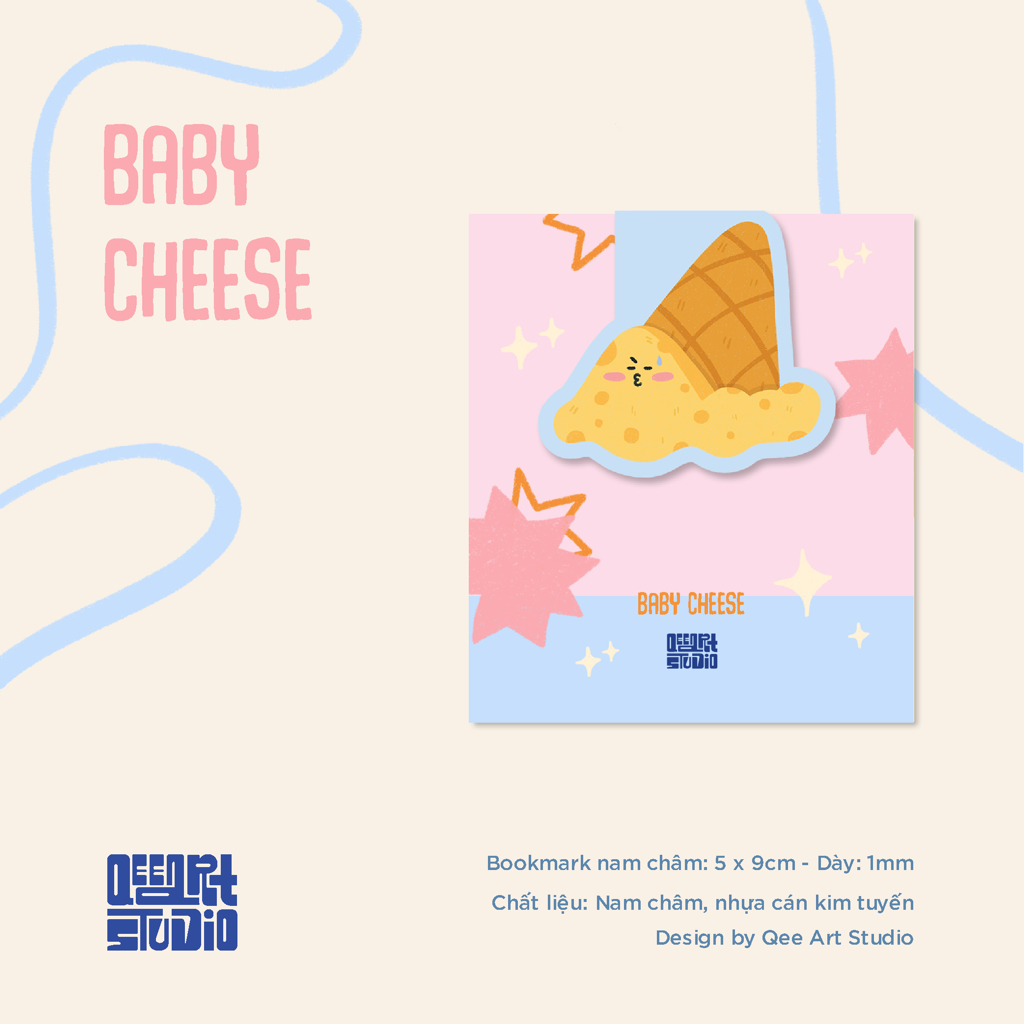 Bookmark nam châm BABY CHEESE đánh dấu sách HANDMADE dễ thương, đáng yêu, lực hút mạnh | Hàng độc quyền Qee Art Studio |