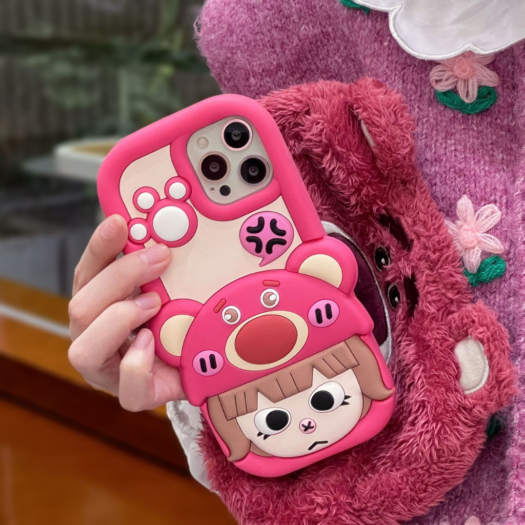 Ốp cô bé gấu dâu siêu xynh 6plus/7plus/x/xs/xsm11/12/13/14/pro/max/plus/promax